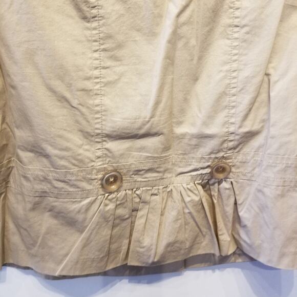 Michael Kors Tan Vintage Cropped LinenTop Jacket Ruffle Hem Buttons Size XL - Picture 12 of 15